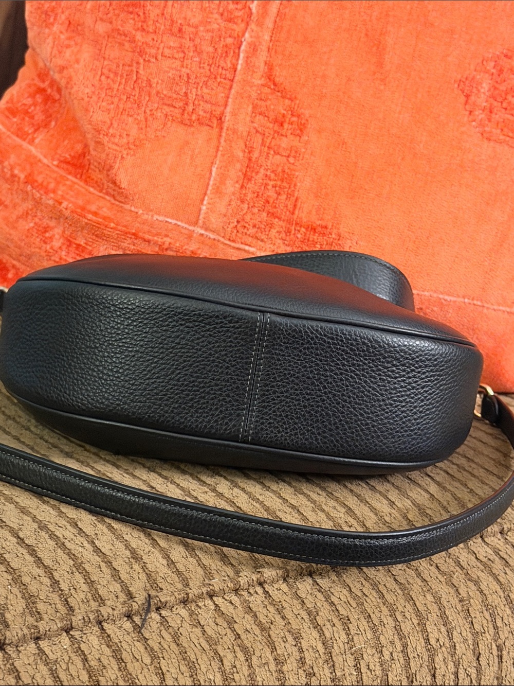 Coach Black Pebbled Leather Crescent Shoulder Bag with Gold Hardware - Picture 3 of 7